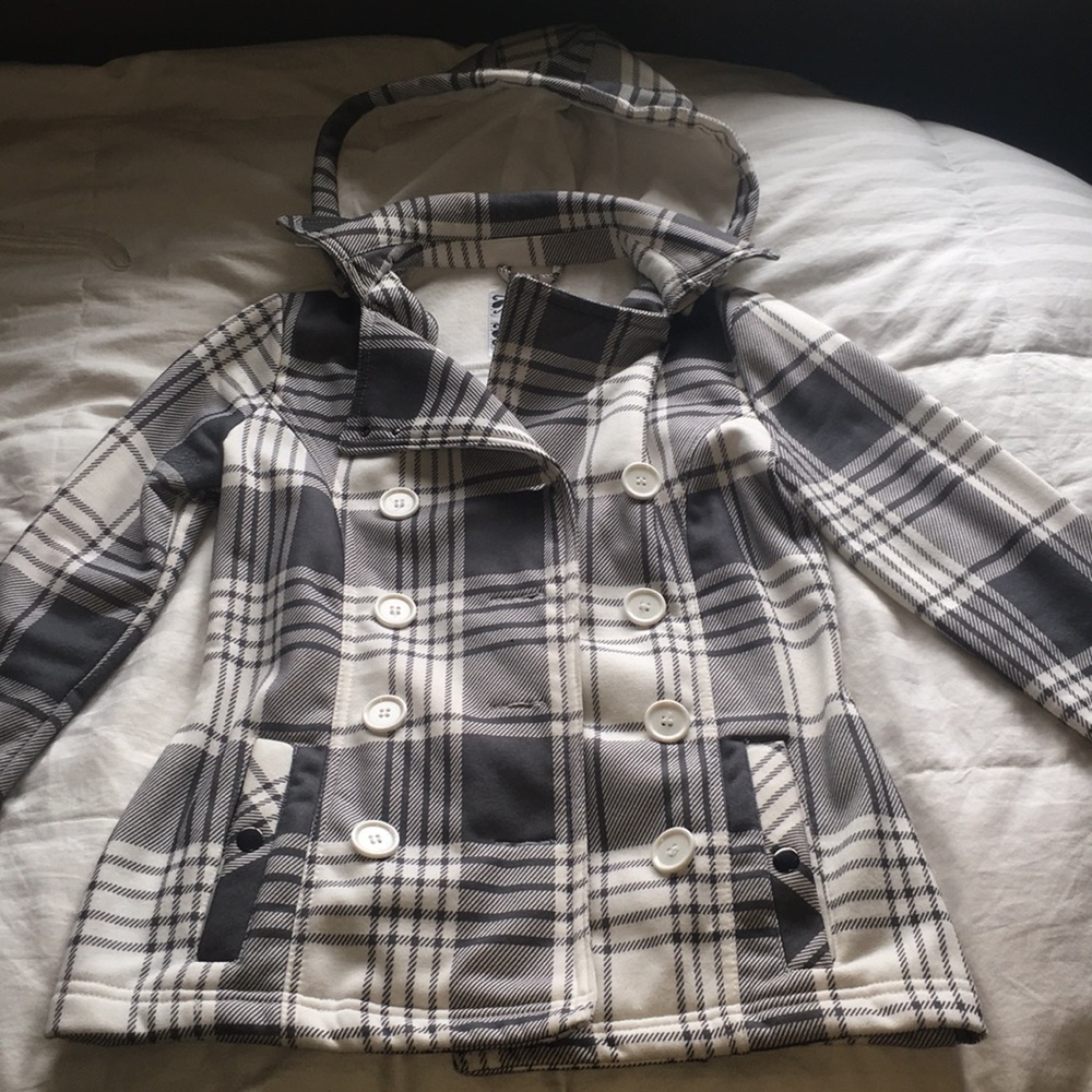 Plaid Collared Pea Coat
